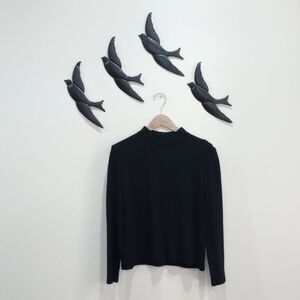 St. John Black Label Black Mock Neck Knit Sweater , Size L